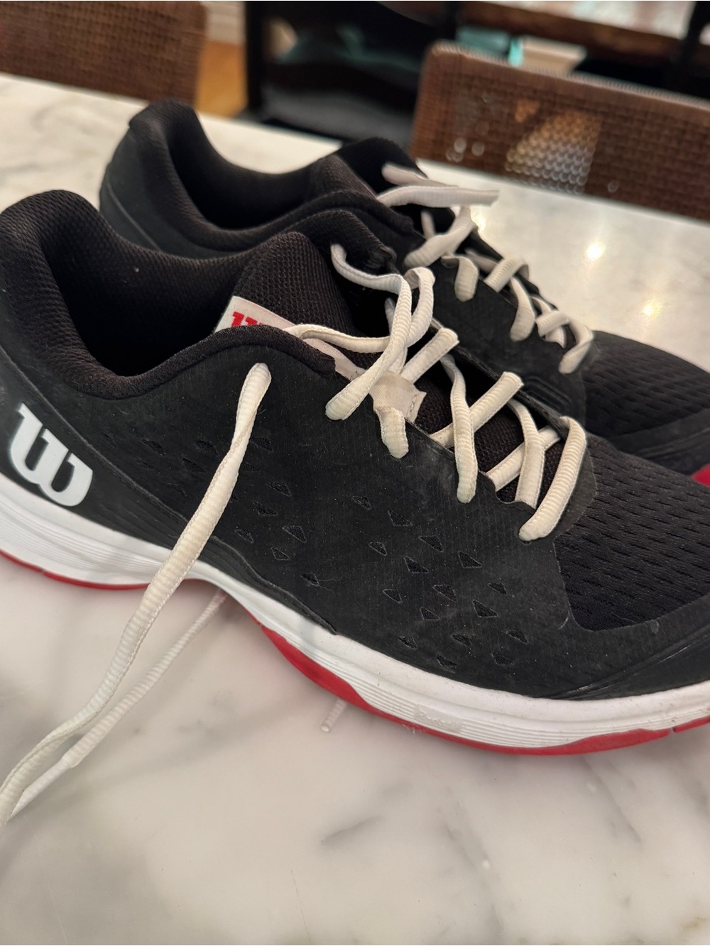 Wilson Black Sneakers with Red Outsole Trim